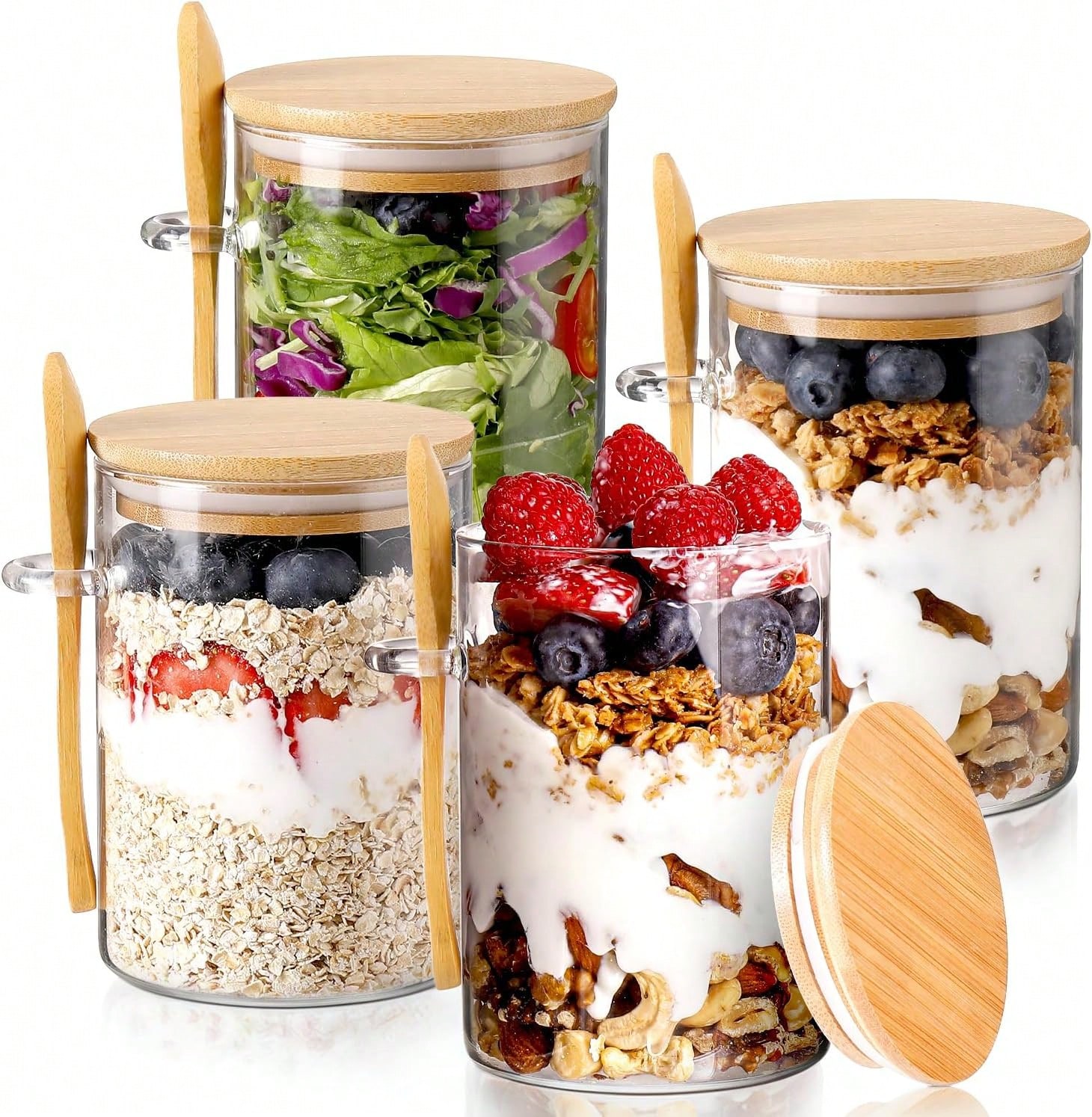 Meal Prep Yogurt Cups - 4'lü Paket Gece Yavru Buğdayı Kavanozları