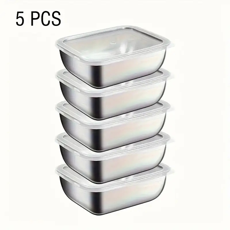 Meal Prep Dinners - 5 Parçalı Paslanmaz Çelik Gıda Saklama