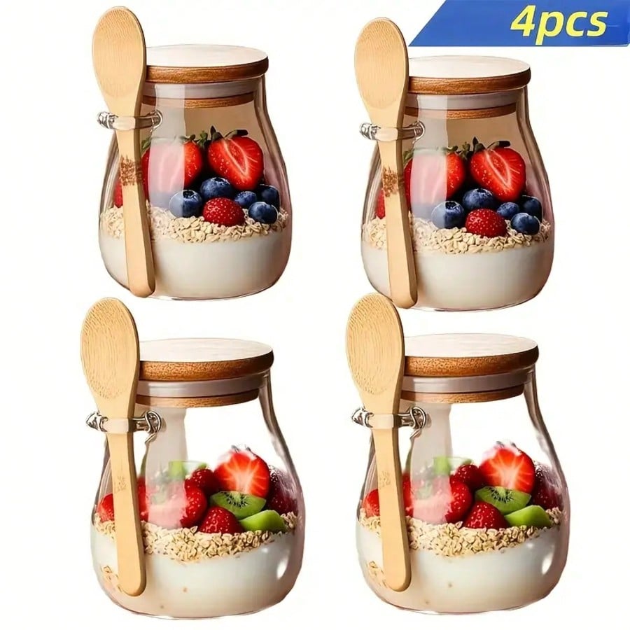 Meal Prep Yogurt Cups - 4'lü Paket Gecelik Yulaf Ezmesi Kapları