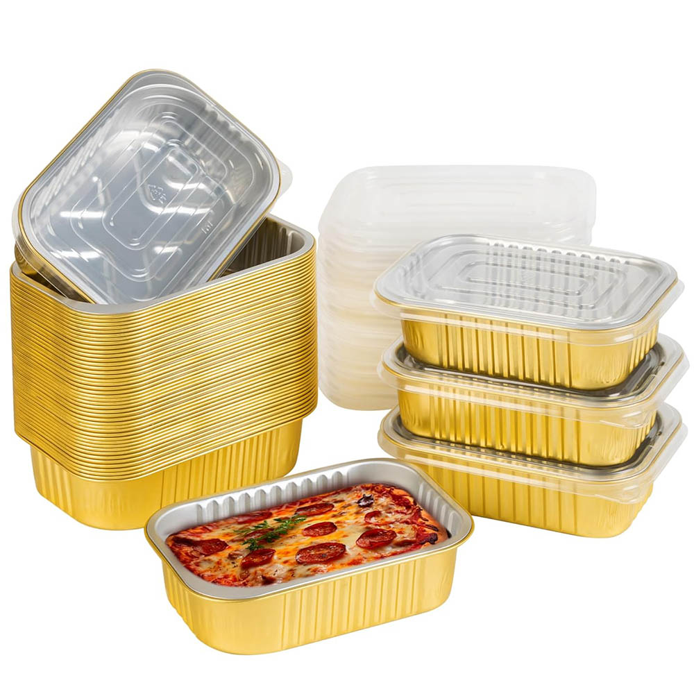 Meal Prep Freezer - Kapaklı Küçük Alüminyum Tepsiler, Ağır Hizmet
