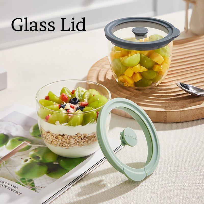 Meal Prep Yogurt Cups - Hava Geçirmez Havalandırmalı Kapaklı Cam Gecelik